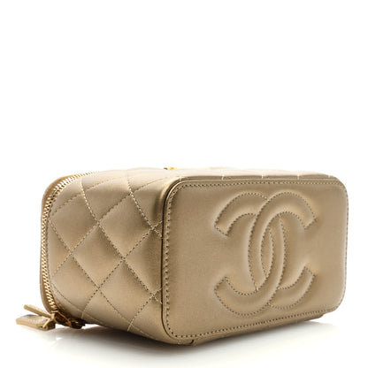 Chanel Metallic Lambskin Quilted Small CC Dynasty Vanity Case With Chain Gold 4 of 10
