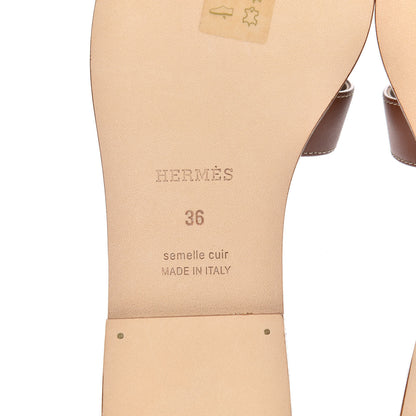 Hermes Box Calfskin Oran Sandals 36 Gold 6 of 9