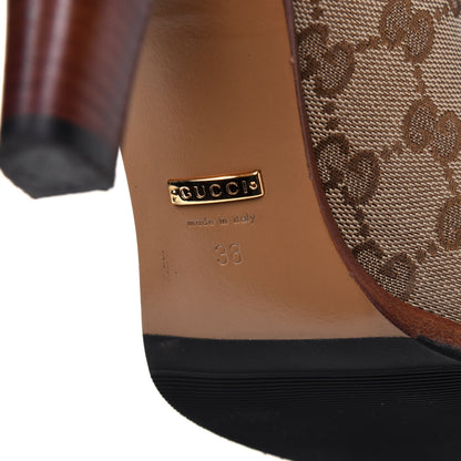 Gucci Monogram Lisa Mid Heel Boots 38 Beige Ebony 6 of 12