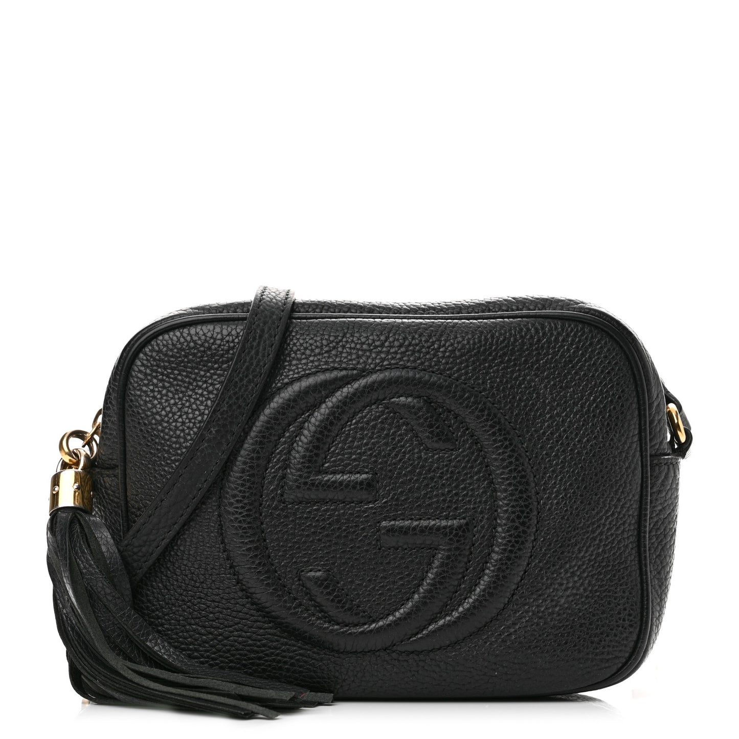 Pebbled Calfskin Small Soho Disco Bag Black