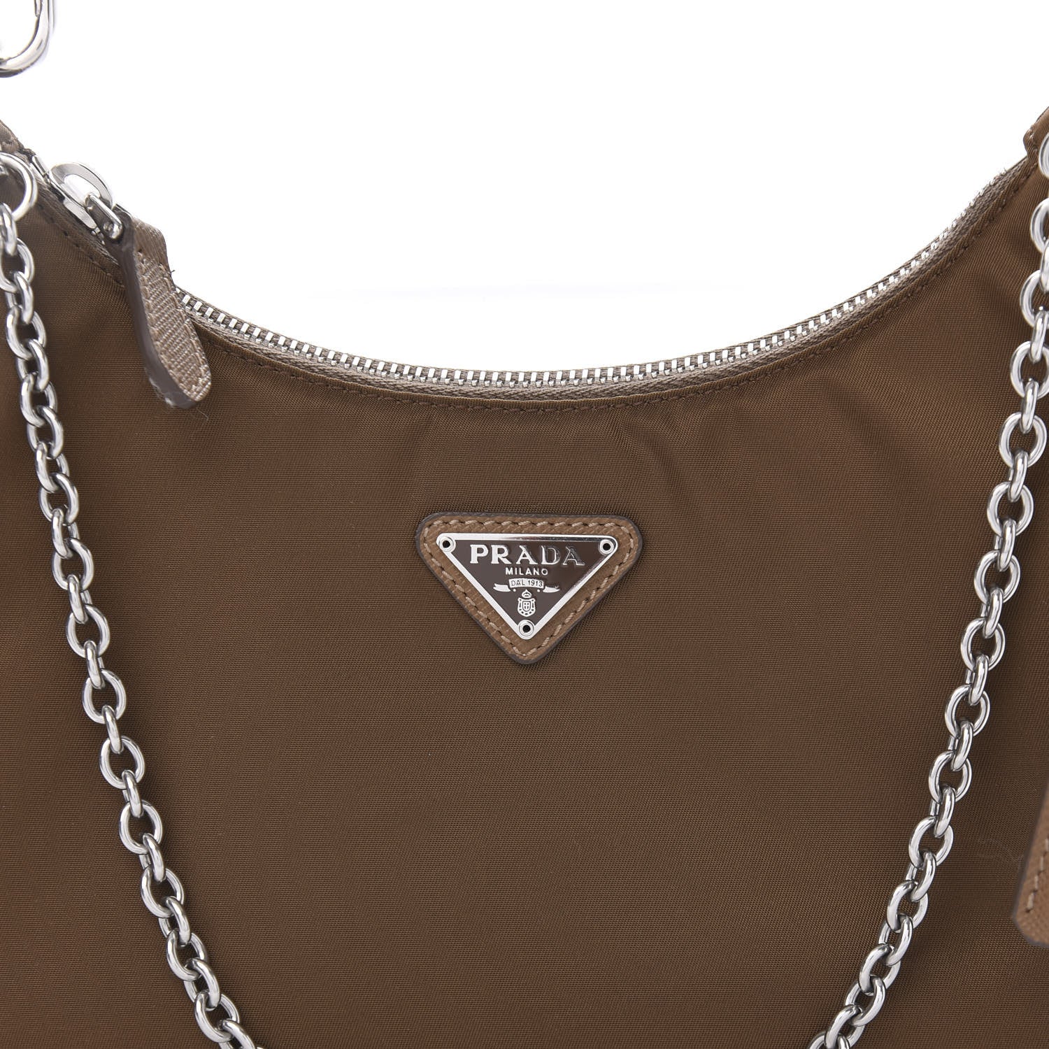 Prada Tessuto Nylon Saffiano Re-Edition 2005 Shoulder Bag Cacao 8 of 9