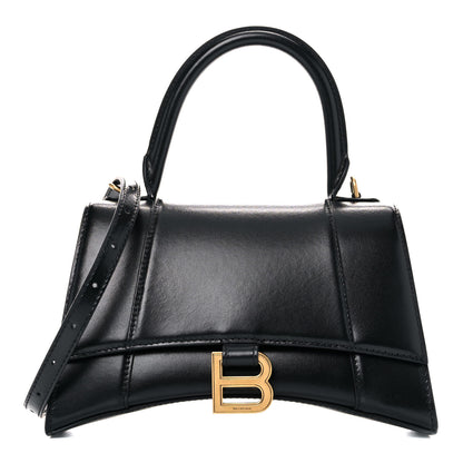Balenciaga Shiny Box Calfskin Small Hourglass Top Handle Bag Black 1 of 10