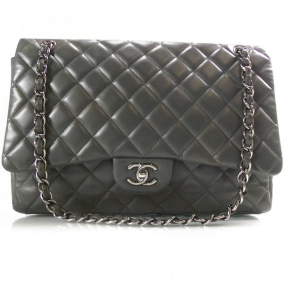 Chanel Lambskin Quilted Maxi Flap Gray 1 of 12
