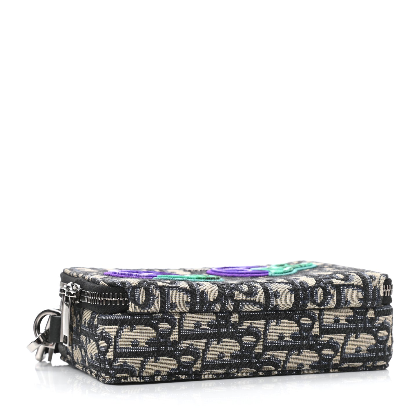 X KENNY SCHARF Oblique Canvas Embroidered Patches Crossbody Charcoal