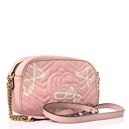 Gucci Calfskin Matelasse GucciGhost Small GG Marmont Chain Shoulder Bag Perfect Pink Rosa Ivory 2 of 12
