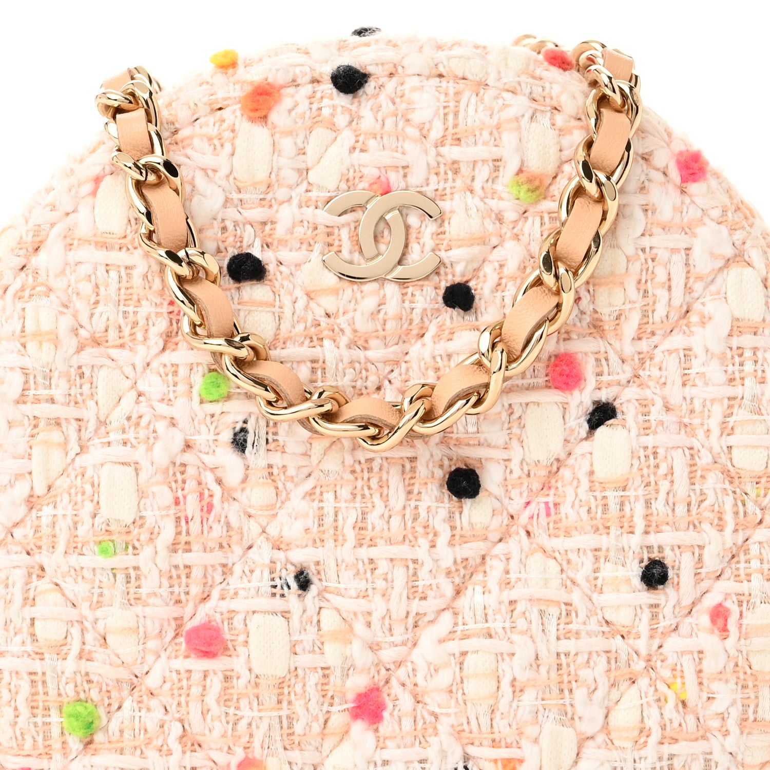 Chanel Candy Cotton Tweed Beach Ball Quilted Round Clutch With Chain Multicolor 8 of 10