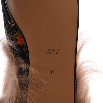 Gucci Velvet Fur Floral Womens Princetown Slippers 40 Black 7 of 9