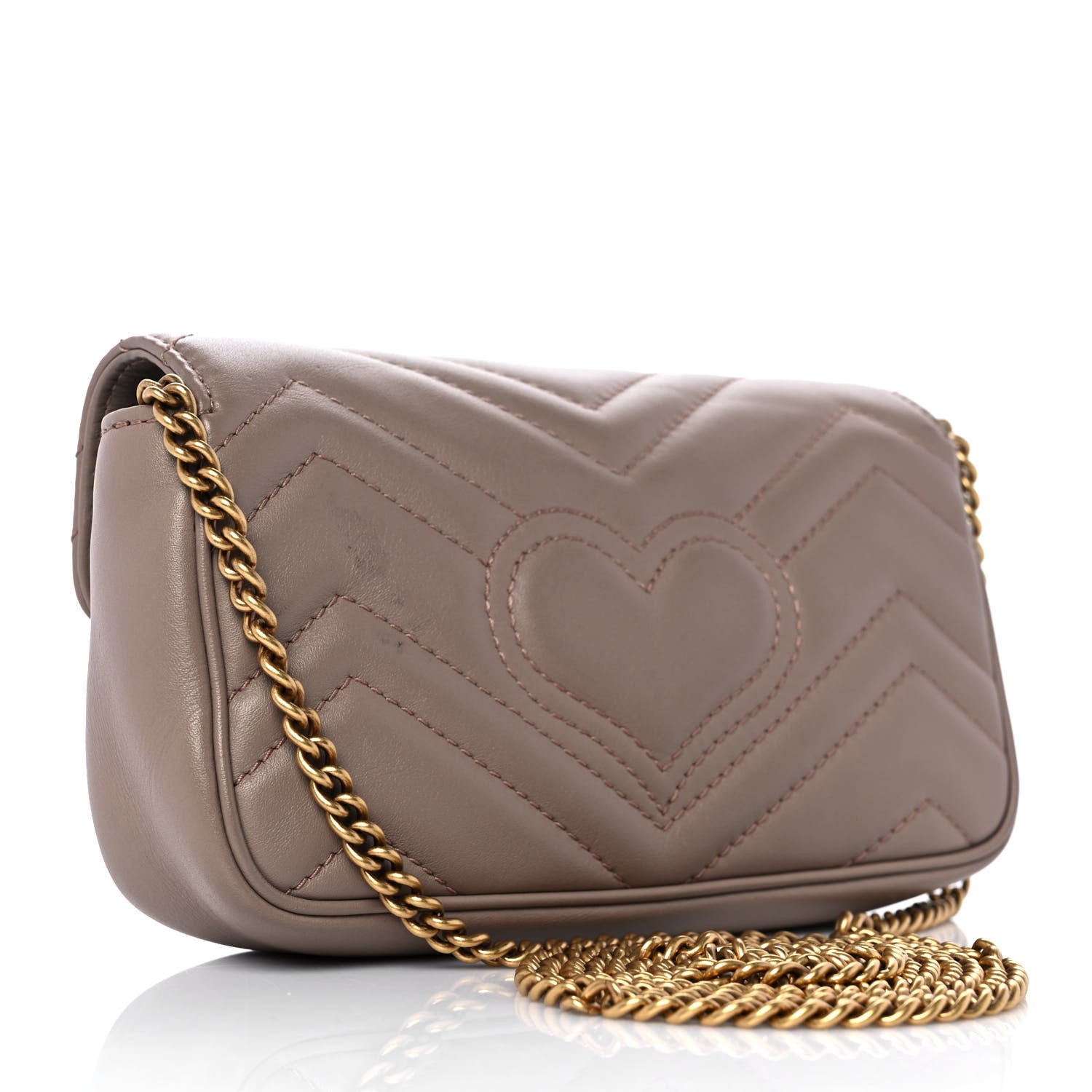 Gucci Calfskin Matelasse Super Mini GG Marmont Shoulder Bag Porcelain Rose 3 of 10