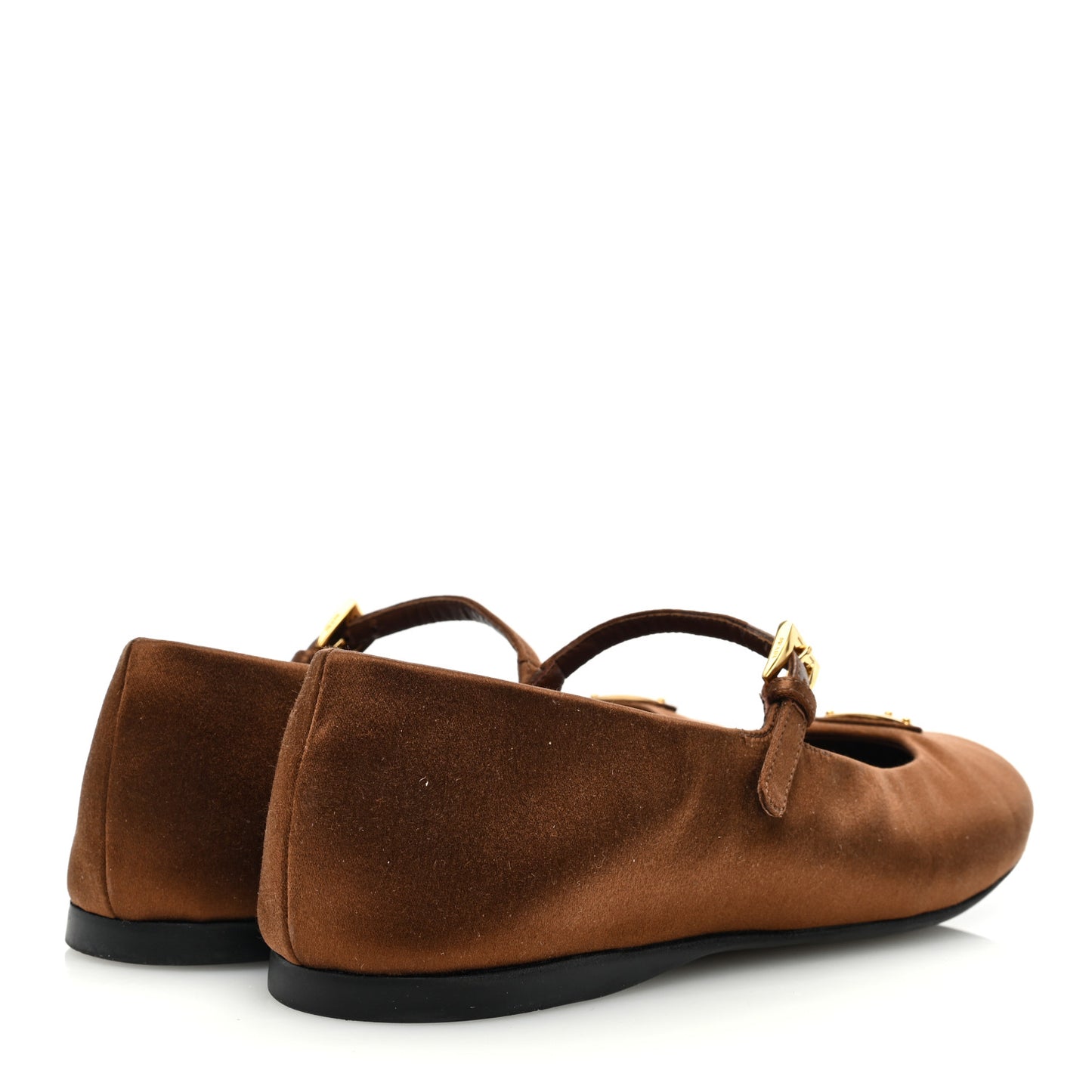 Satin Triangle Ballerina Flats 36.5 Tobacco