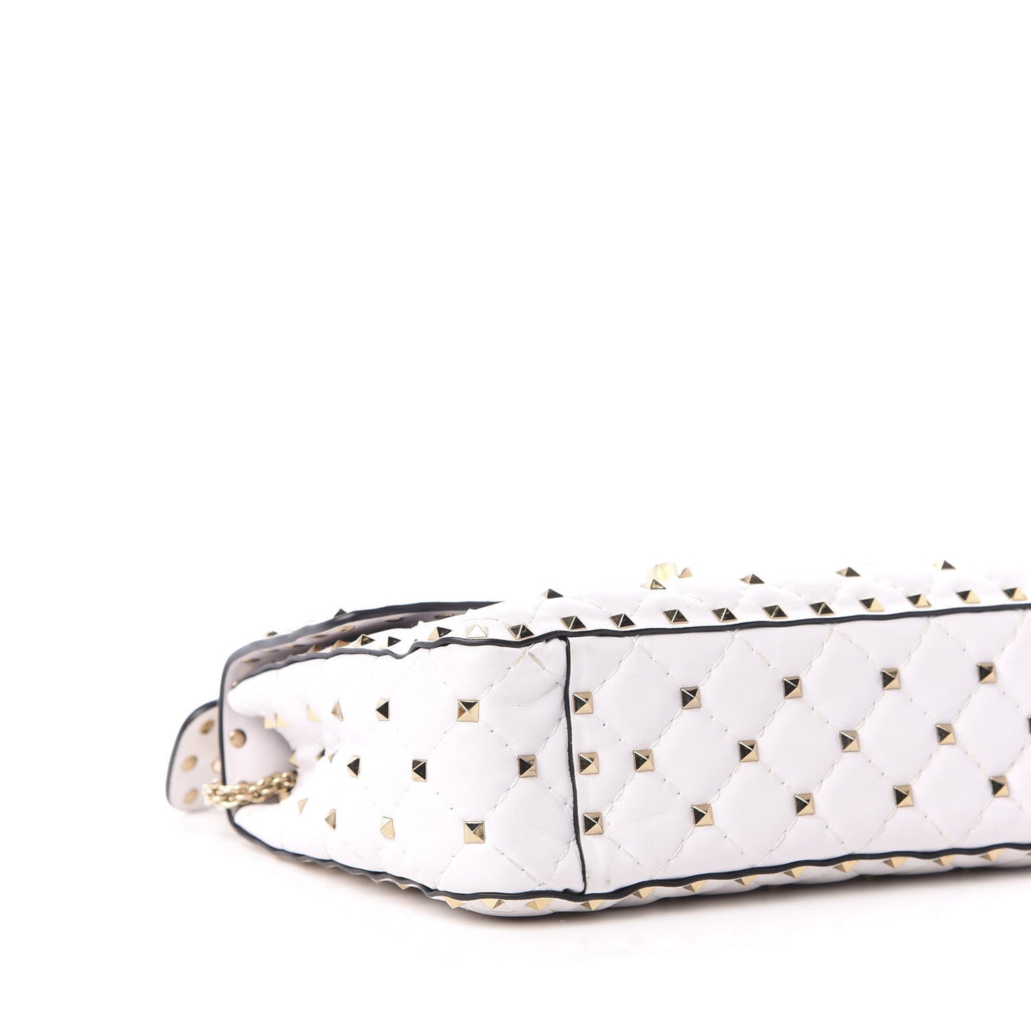 Lambskin VLTN Print Medium Rockstud Spike Shoulder Bag Optic White Black