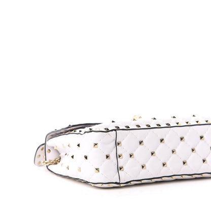 Valentino Garavani Lambskin VLTN Print Medium Rockstud Spike Shoulder Bag Optic White Black 7 of 12
