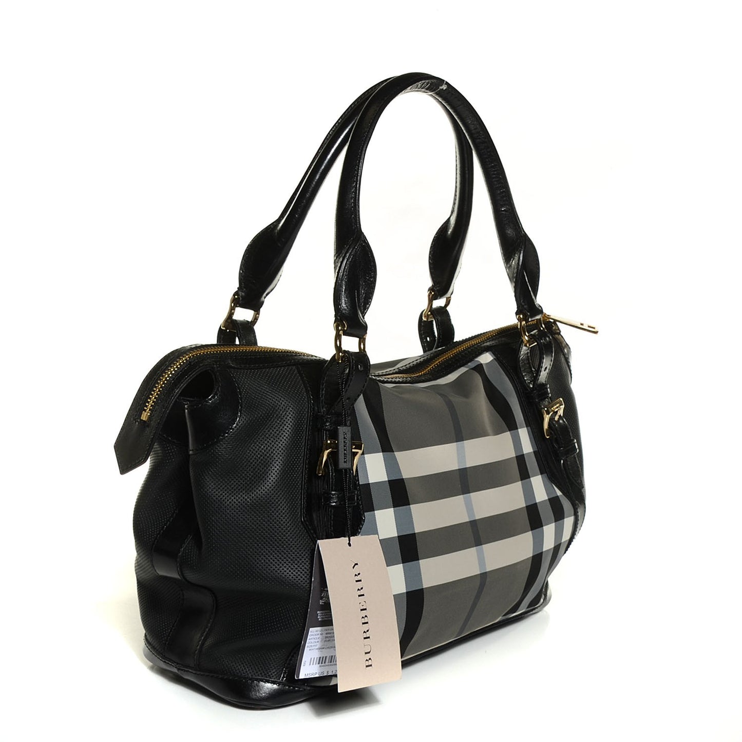Nylon Beat Check Medium Landscape Lynher Tote Black