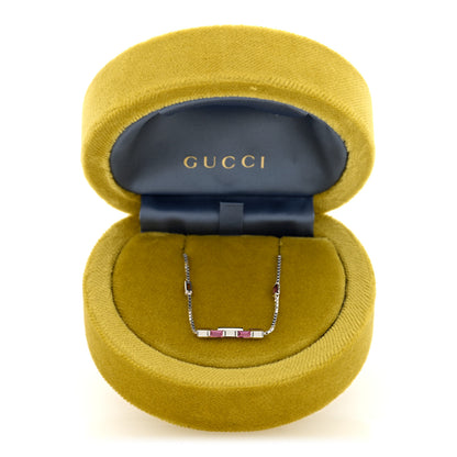 Gucci 18K White Gold Pink Tourmaline Link to Love Bar Necklace 6 of 6