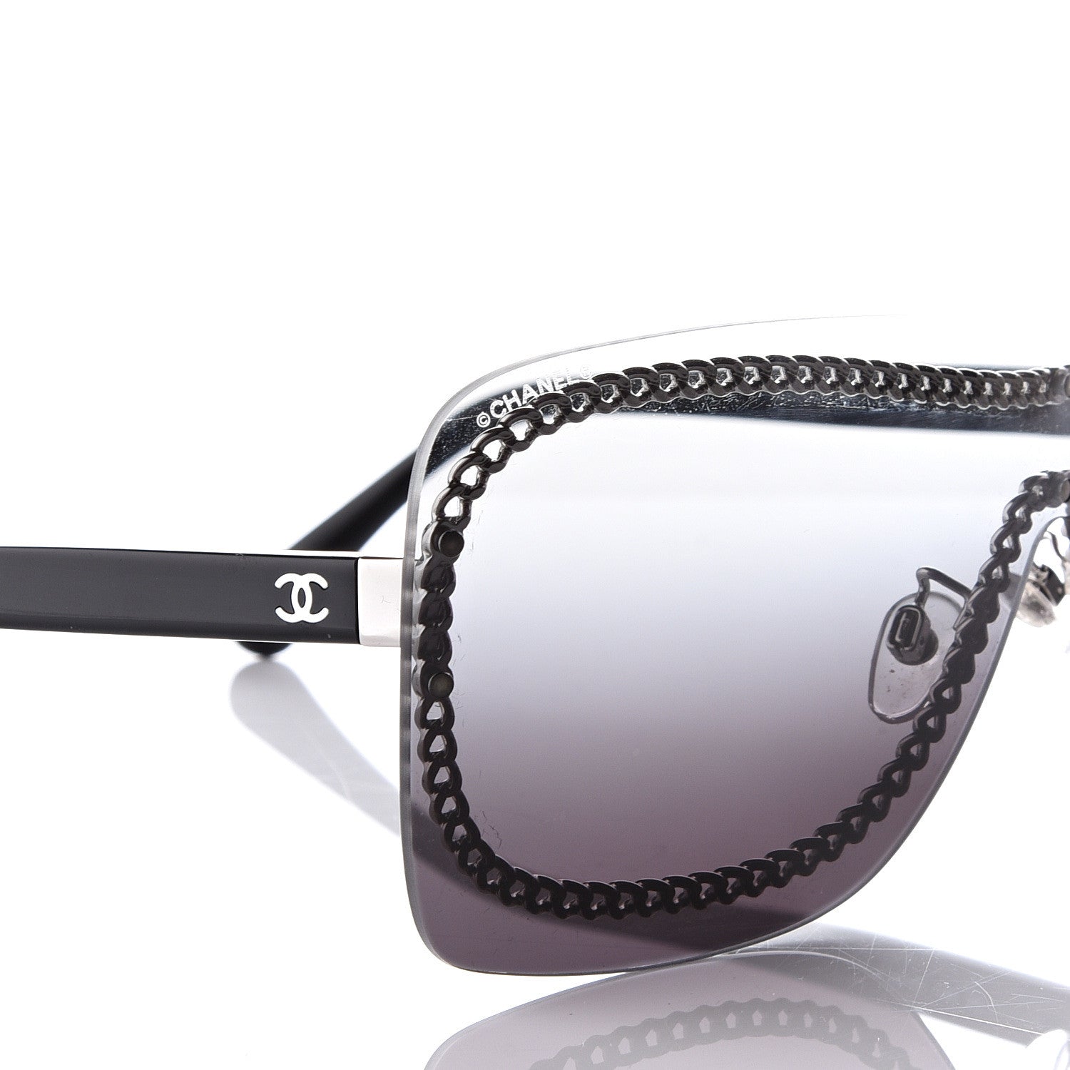 Chanel Rimless Shield Sunglasses 4243 Gradient Gray Black 7 of 8