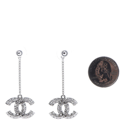 Chanel Baguette Crystal CC Drop Earrings Silver 2 of 4
