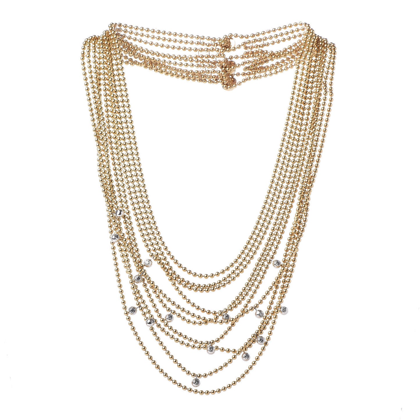 18K Yellow Gold Diamond Draperie de Decollete Bib Necklace