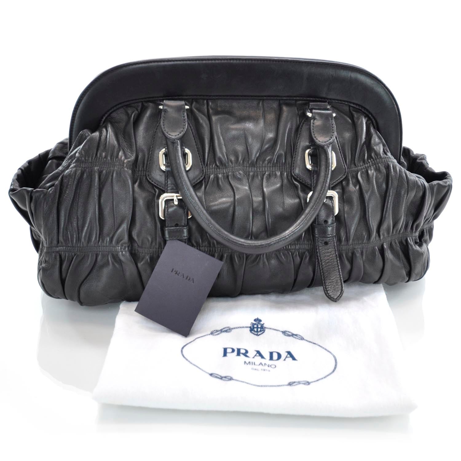 Prada Nappa Leather Gaufre Framed Bag Nero Black 3 of 9