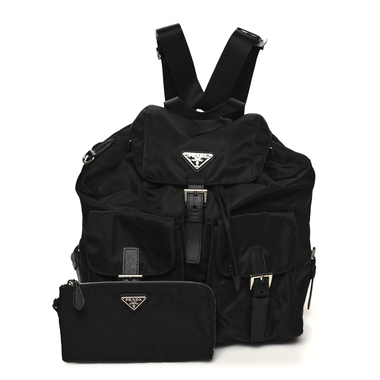 Re-Nylon Saffiano Medium Backpack Black