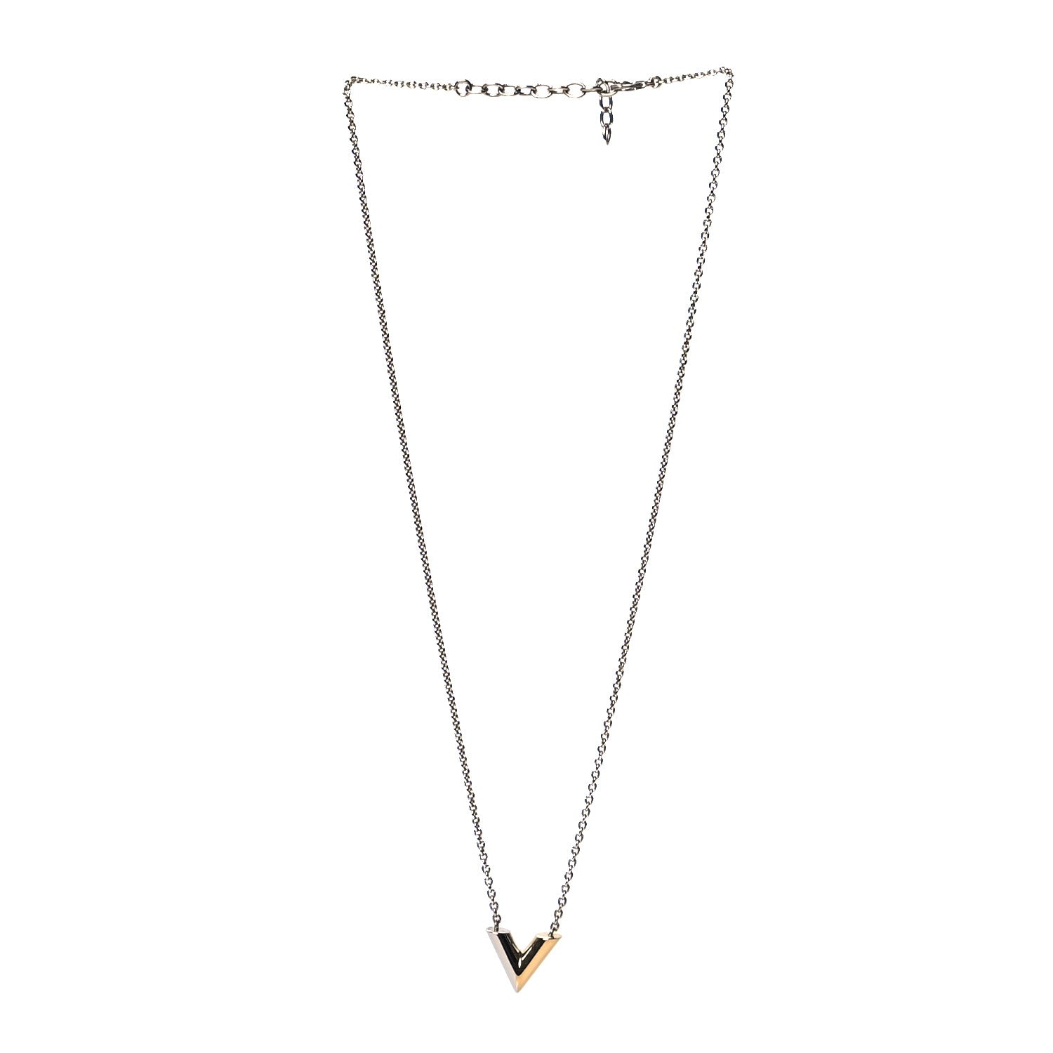 Louis Vuitton Essential V Necklace Silver Gold 3 of 4