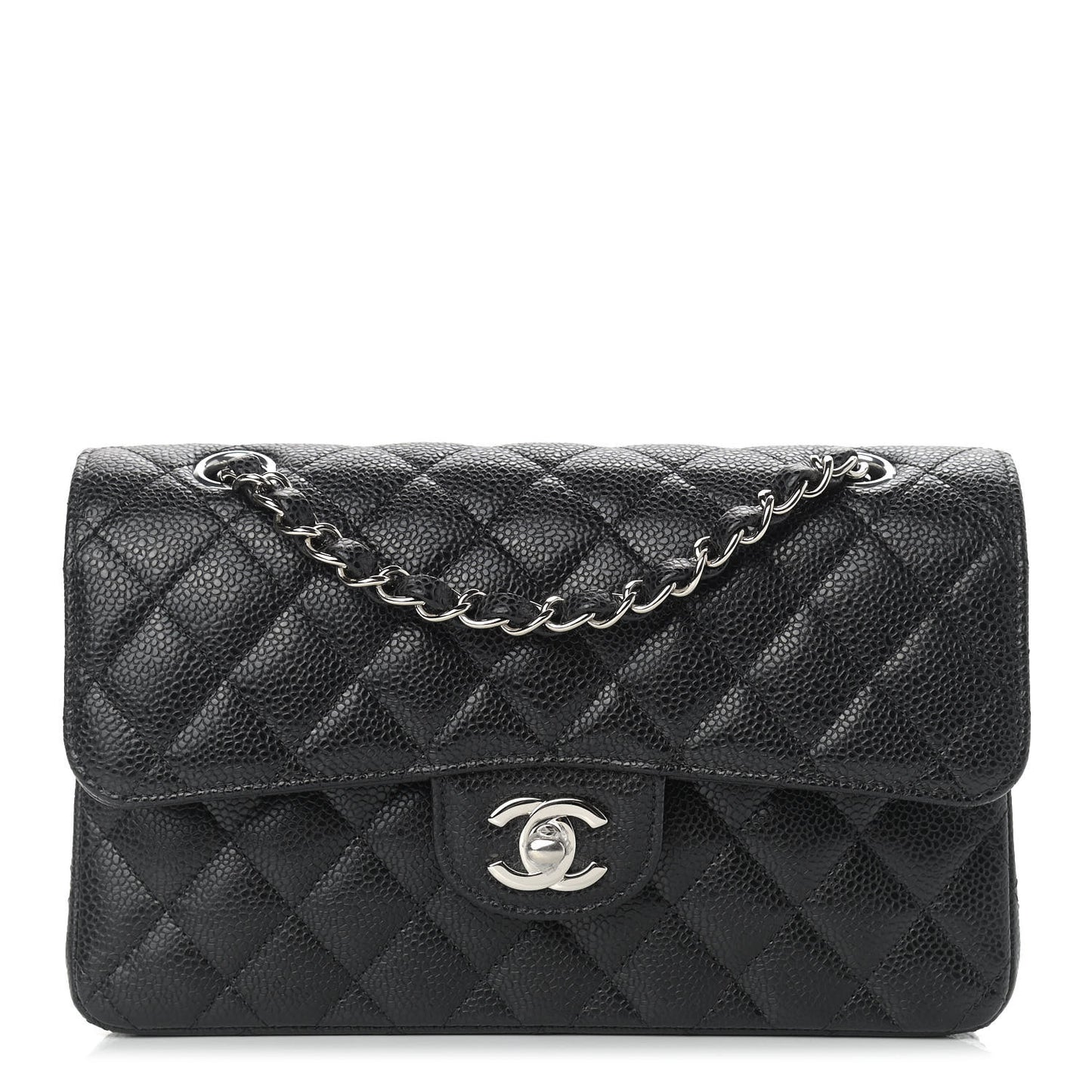 Caviar Quilted Small Double Flap Black