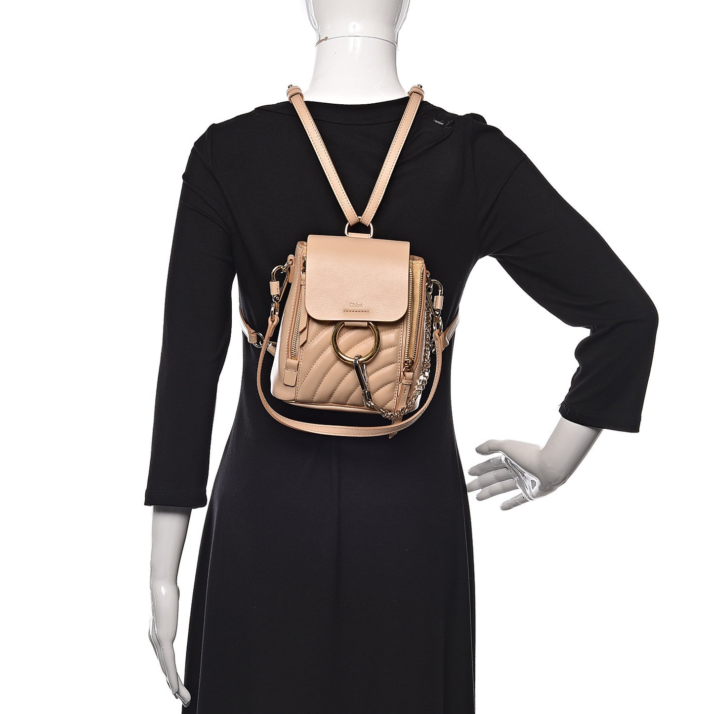 Calfskin Quilted Mini Faye Backpack Pearl Beige