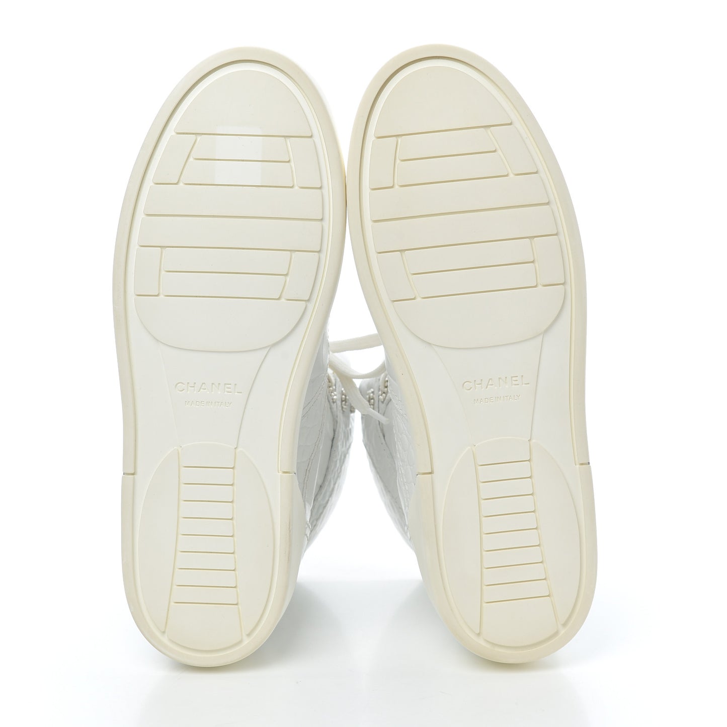 Calfskin Crocodile Embossed Cocodile High Top Sneakers 39.5 White