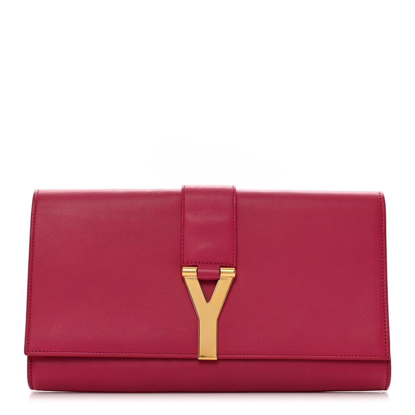 Calfskin Classic Y Ligne Clutch Fuchsia
