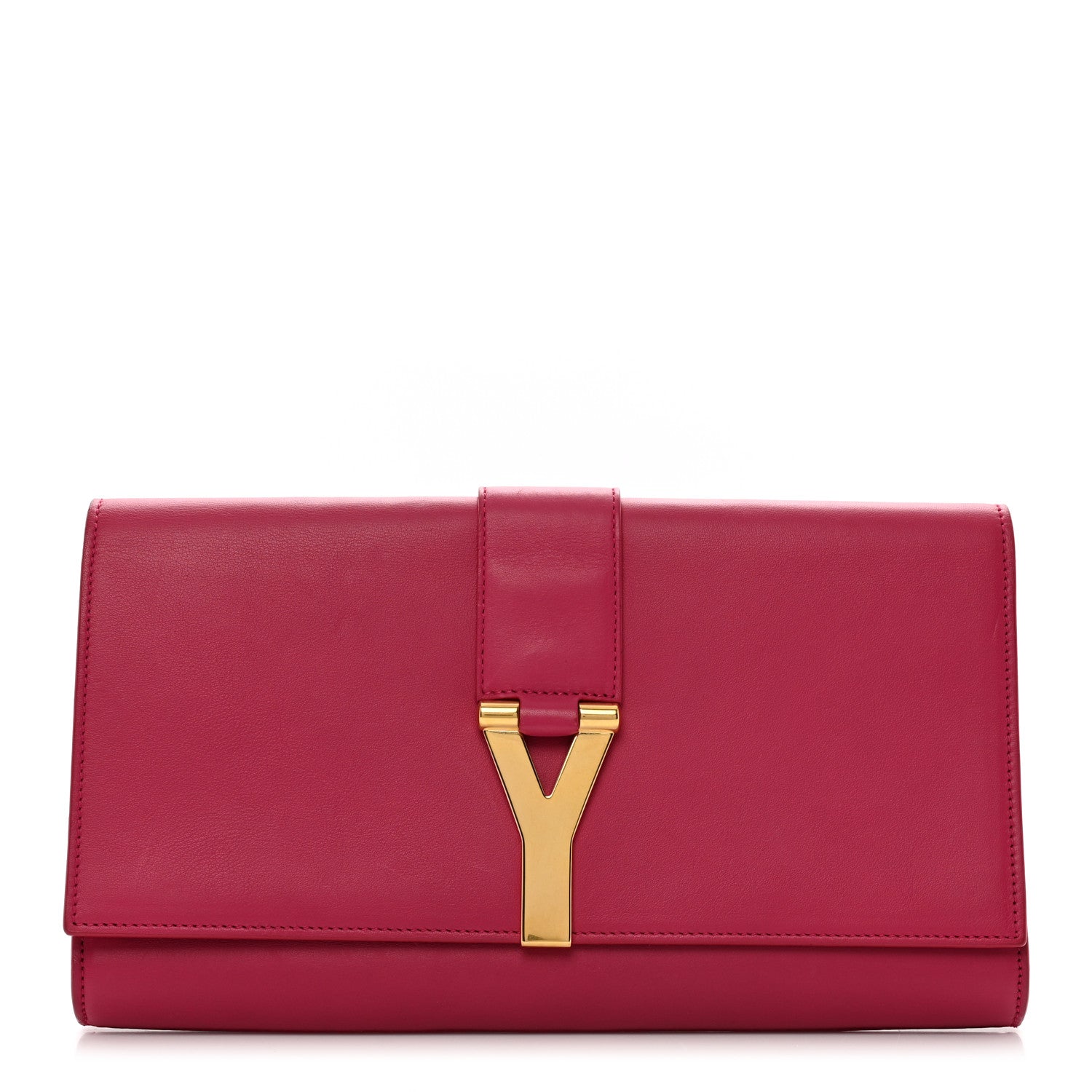 Saint Laurent Calfskin Classic Y Ligne Clutch Fuchsia 1 of 7