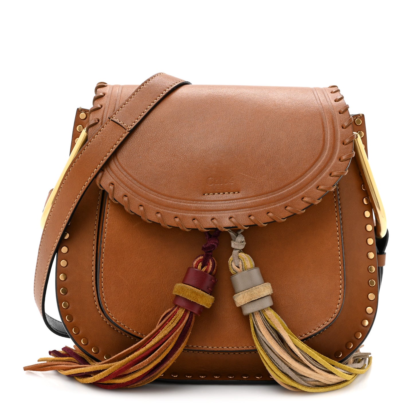 Calfskin Braided Small Hudson Shoulder Bag Caramel