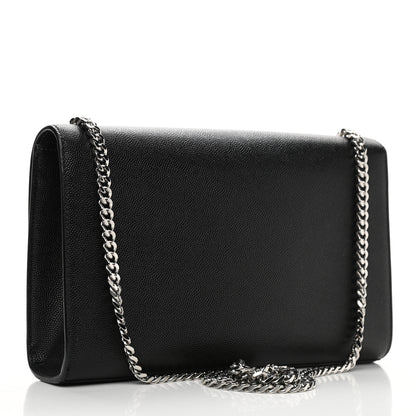 Saint Laurent Grain De Poudre Medium Classic Monogram Kate Satchel Black 3 of 11