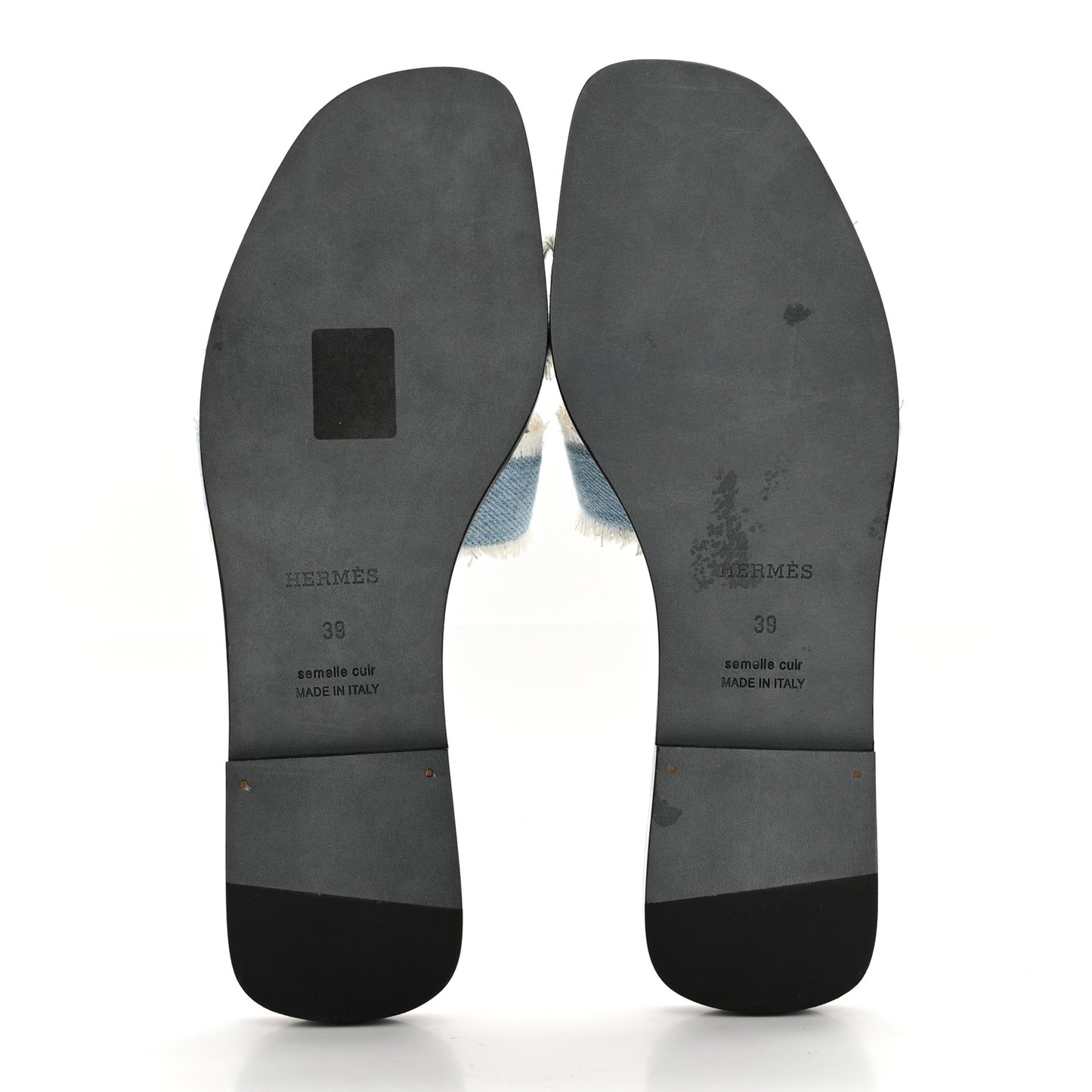 Denim Oran Fringe Sandals 39 Bleu Clair