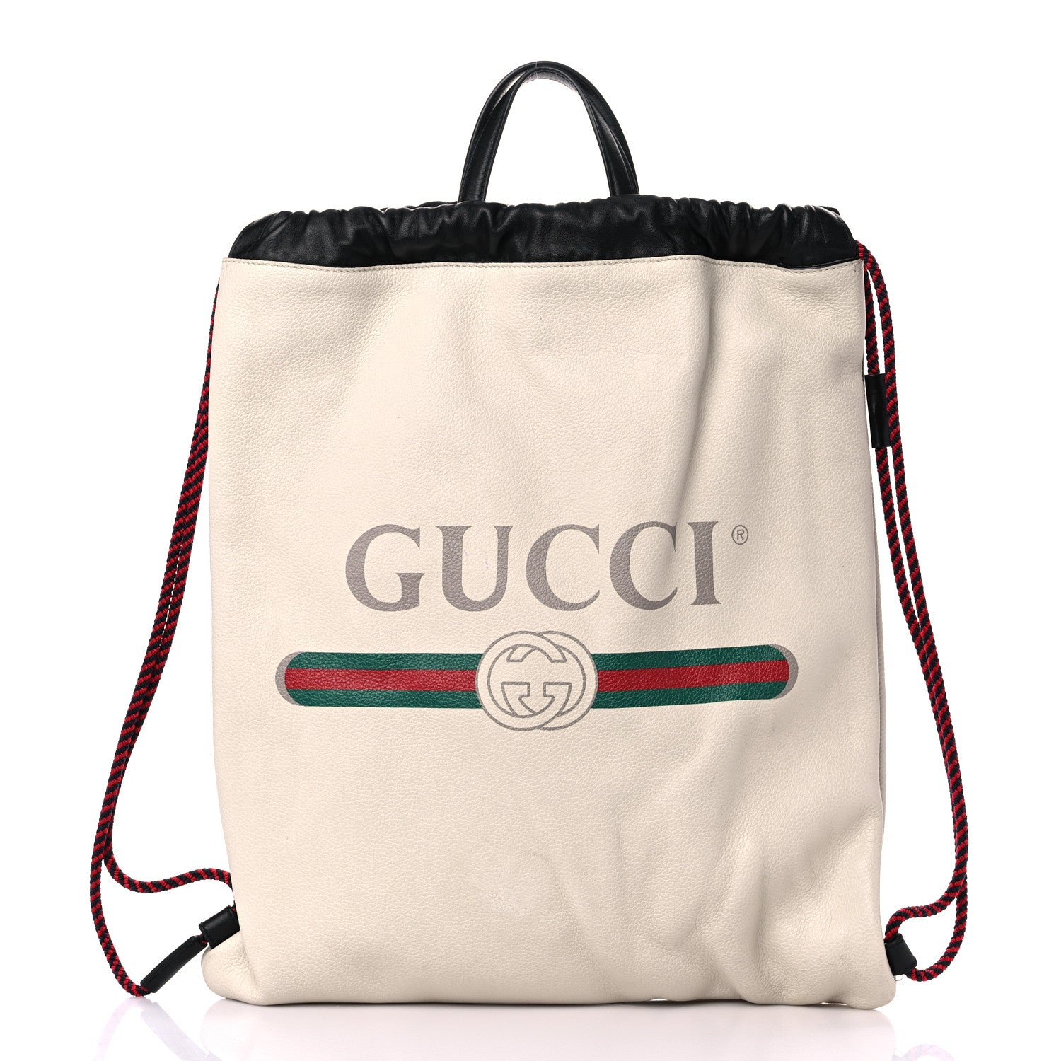 Gucci Calfskin Logo Drawstring Backpack Mystic White 3 of 16