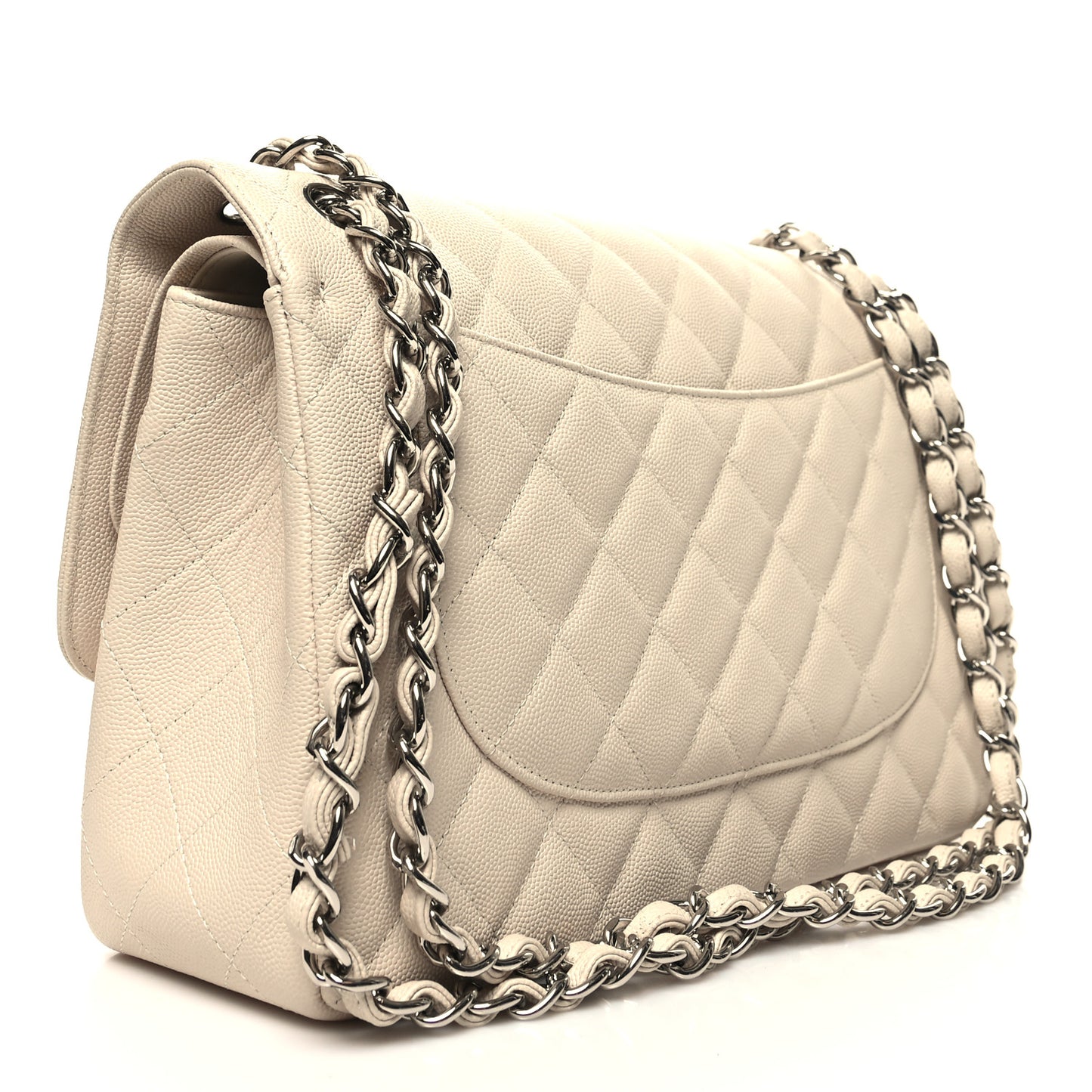 Caviar Quilted Jumbo Double Flap Ivory