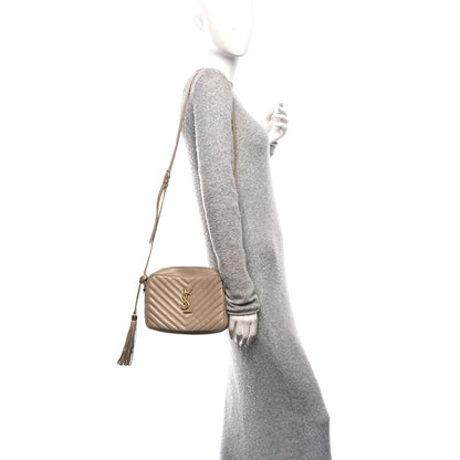 Saint Laurent Calfskin Matelasse Monogram Lou Camera Bag Dark Beige 2 of 11