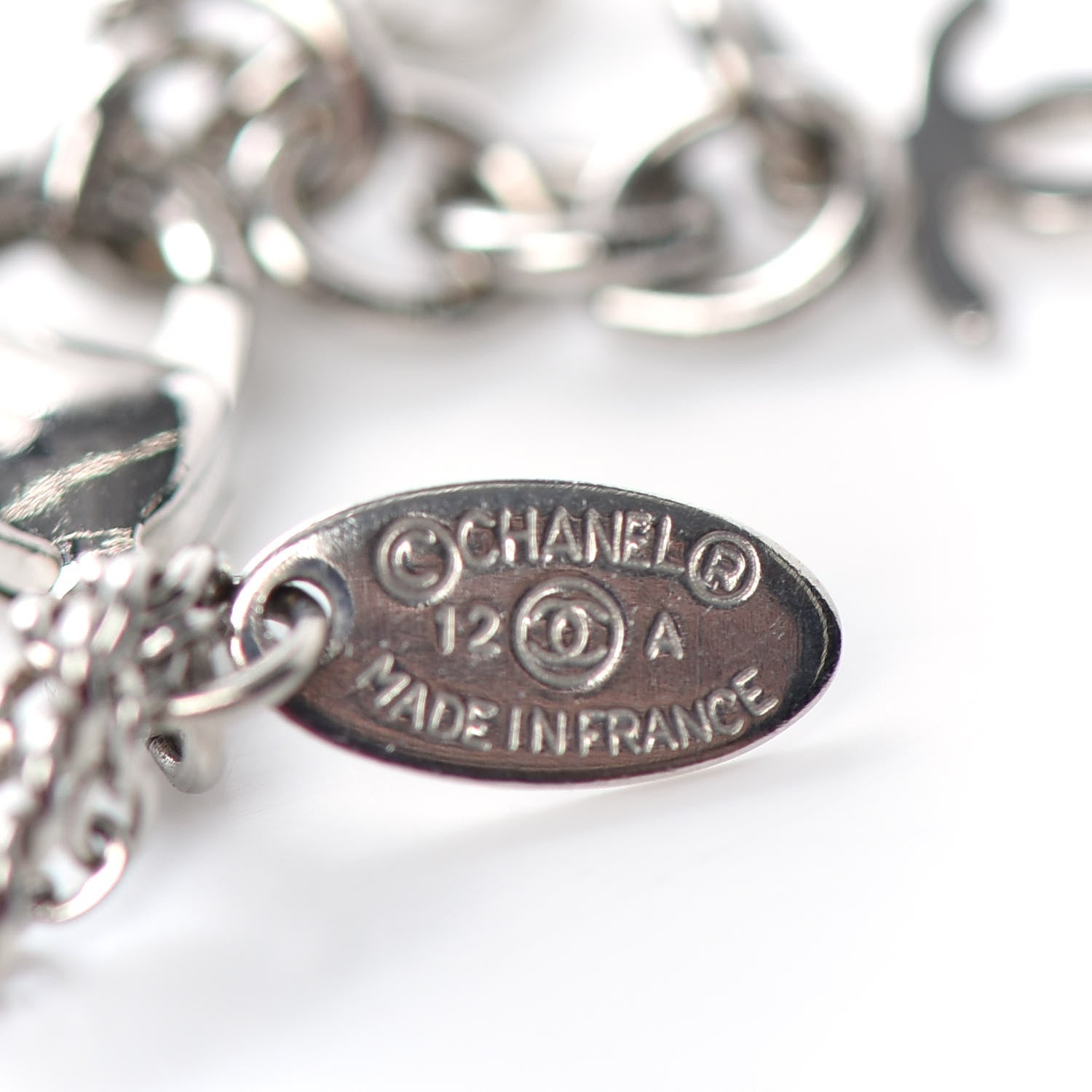 Chanel Resin CC Necklace Black Silver 5 of 5