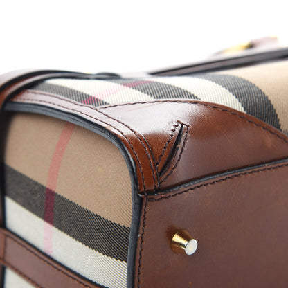 Burberry House Check Bridle Calfskin Medium Alchester Bowling Bag Dark Tan 12 of 17