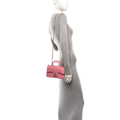 Chanel Lambskin Quilted Mini Top Handle Rectangular Flap Pink 2 of 10