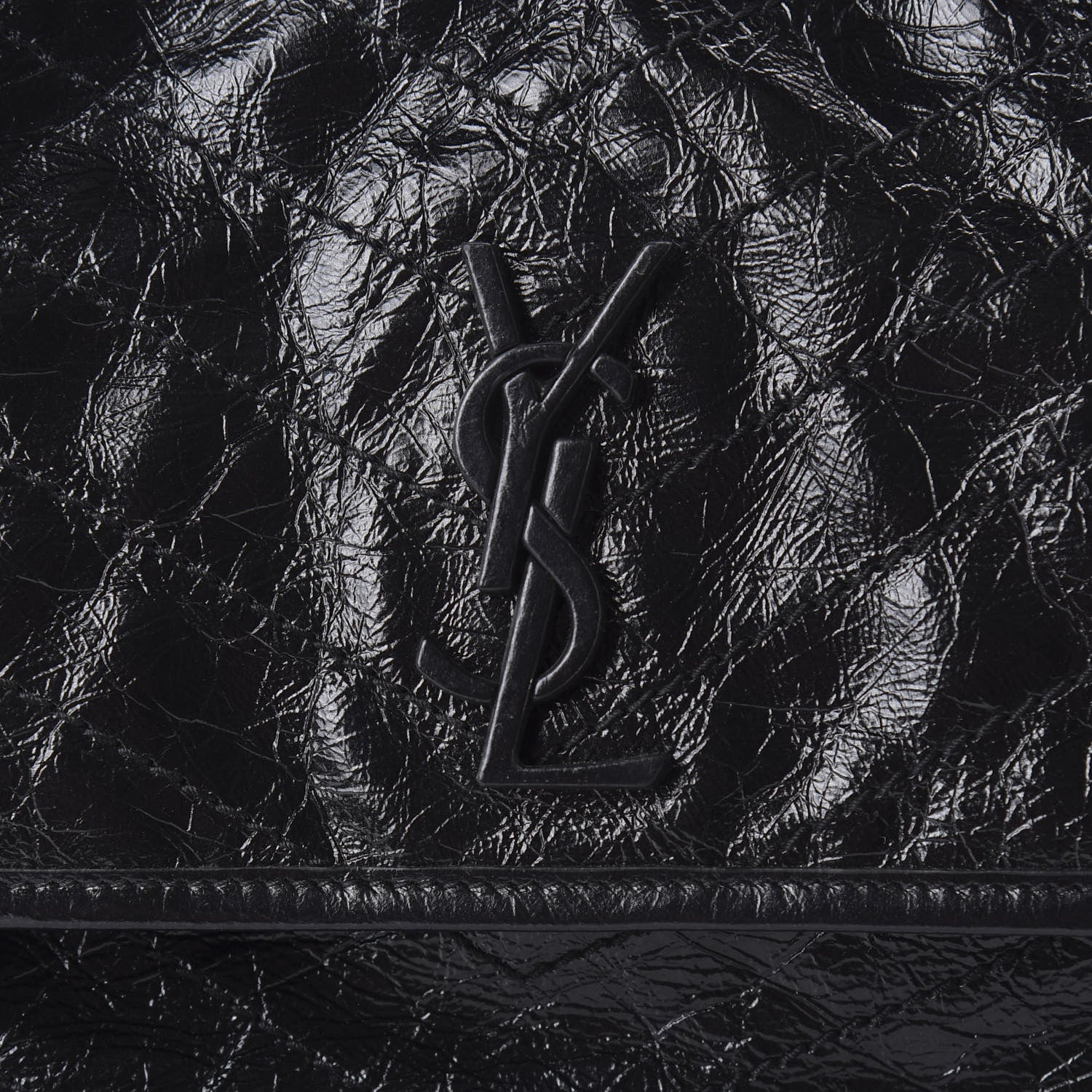 Saint Laurent Crinkled Calfskin Matelasse Monogram Large Niki Chain Satchel Black 9 of 9