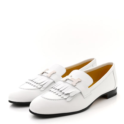 Hermes Calfskin Womens Royal Loafers 38.5 White 3 of 9