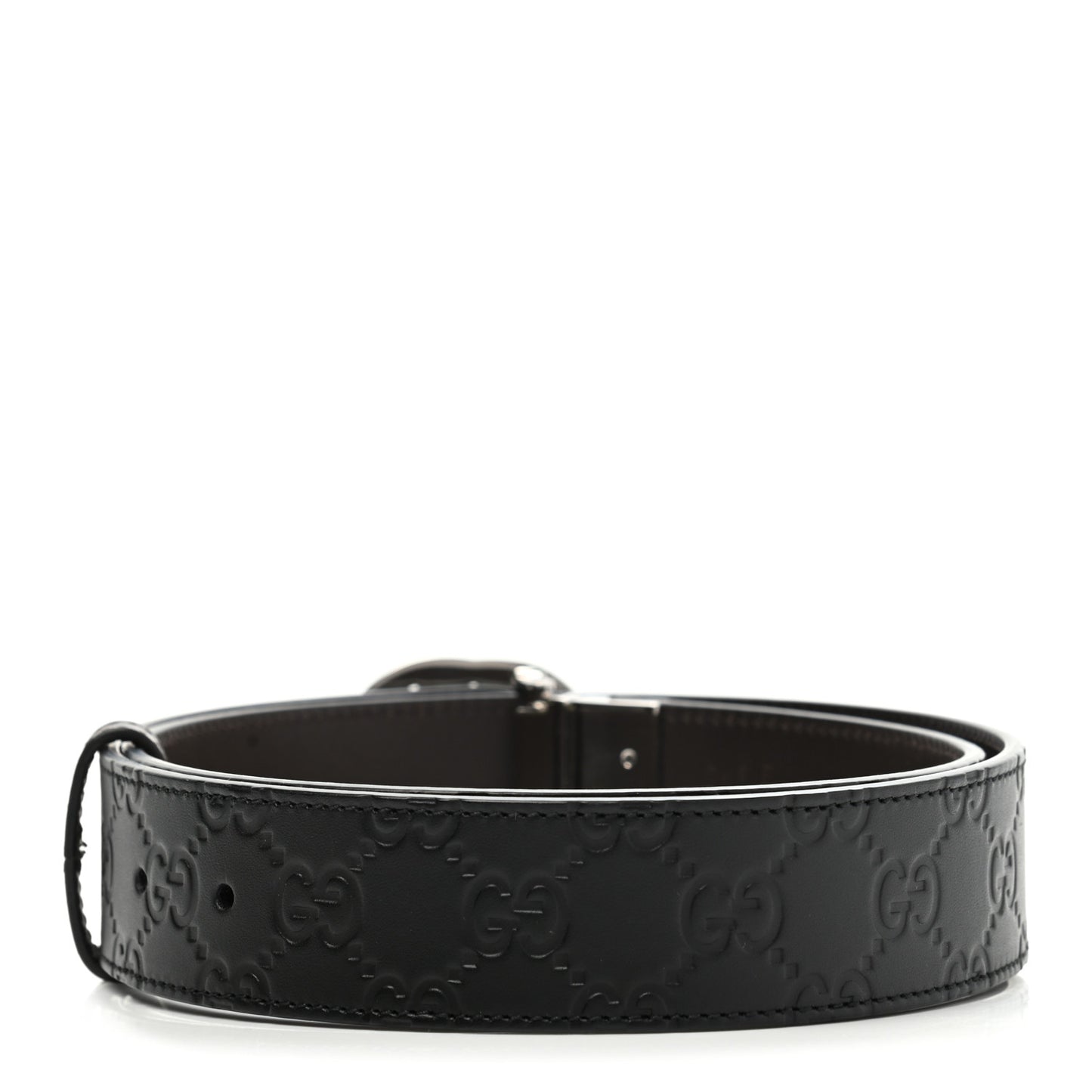Guccissima Signature Interlocking G Reversible 37mm Belt 85 34 Black Cocoa