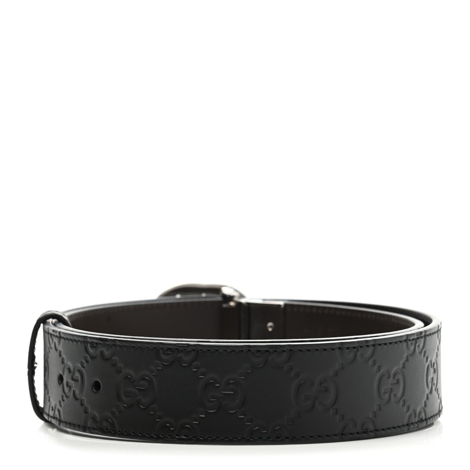 Gucci Guccissima Signature Interlocking G Reversible 37mm Belt 85 34 Black Cocoa 2 of 5