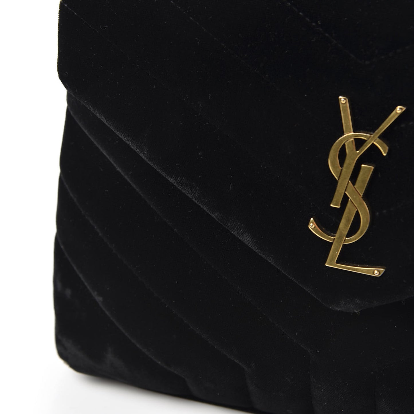 Velvet Y Quilted Monogram Small Loulou Chain Satchel Black