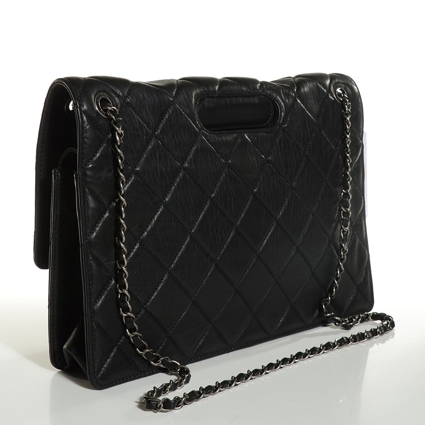 Washed Lambskin Maxi Take Away Flap Bag Black