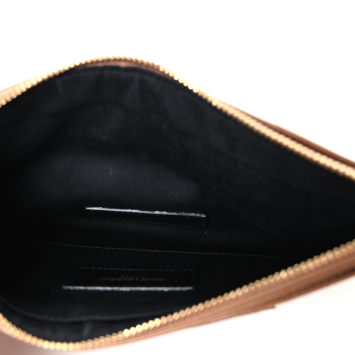 Saint Laurent Grain De Poudre Chevron Monogram Large Bill Pouch Dark Natural 5 of 7