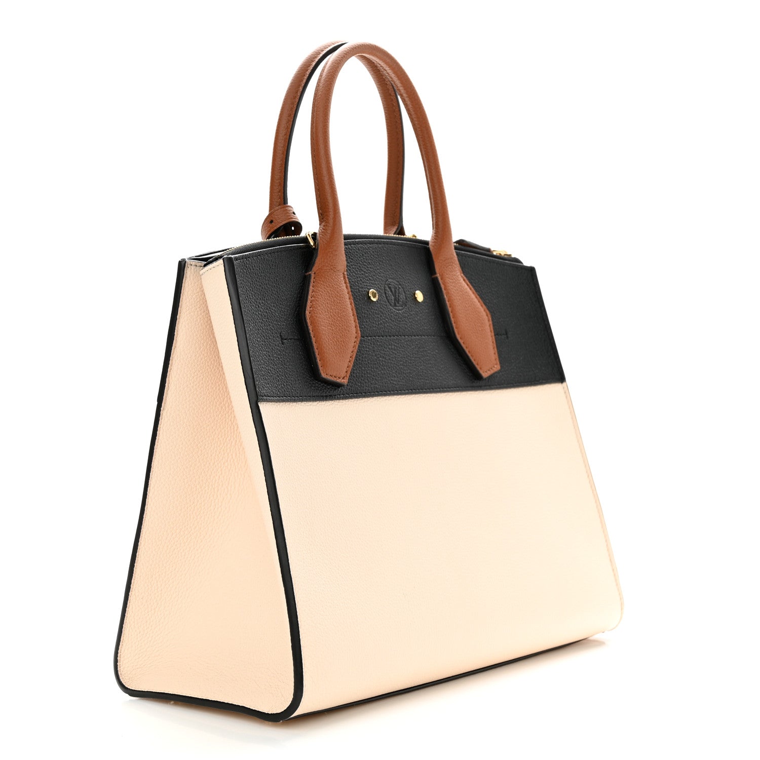 Louis Vuitton Taurillon City Steamer MM Black Caramel Creme 3 of 11