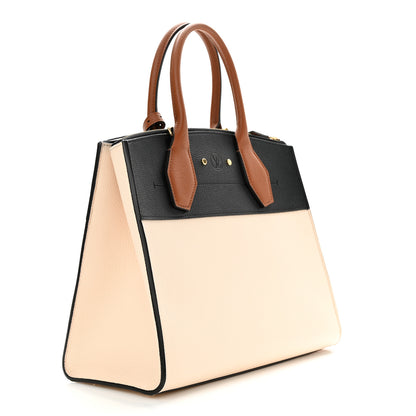 Louis Vuitton Taurillon City Steamer MM Black Caramel Creme 3 of 11