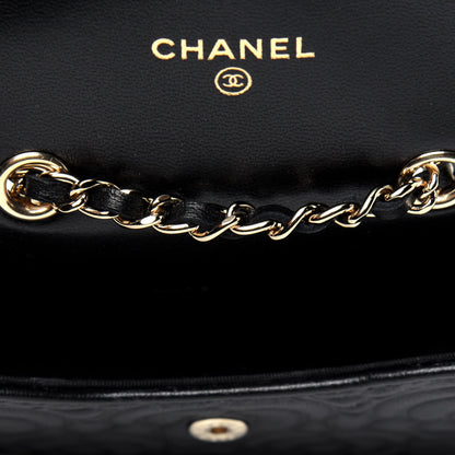Chanel Lambskin Camellia Embossed Chain Belt Bag Black 5 of 11