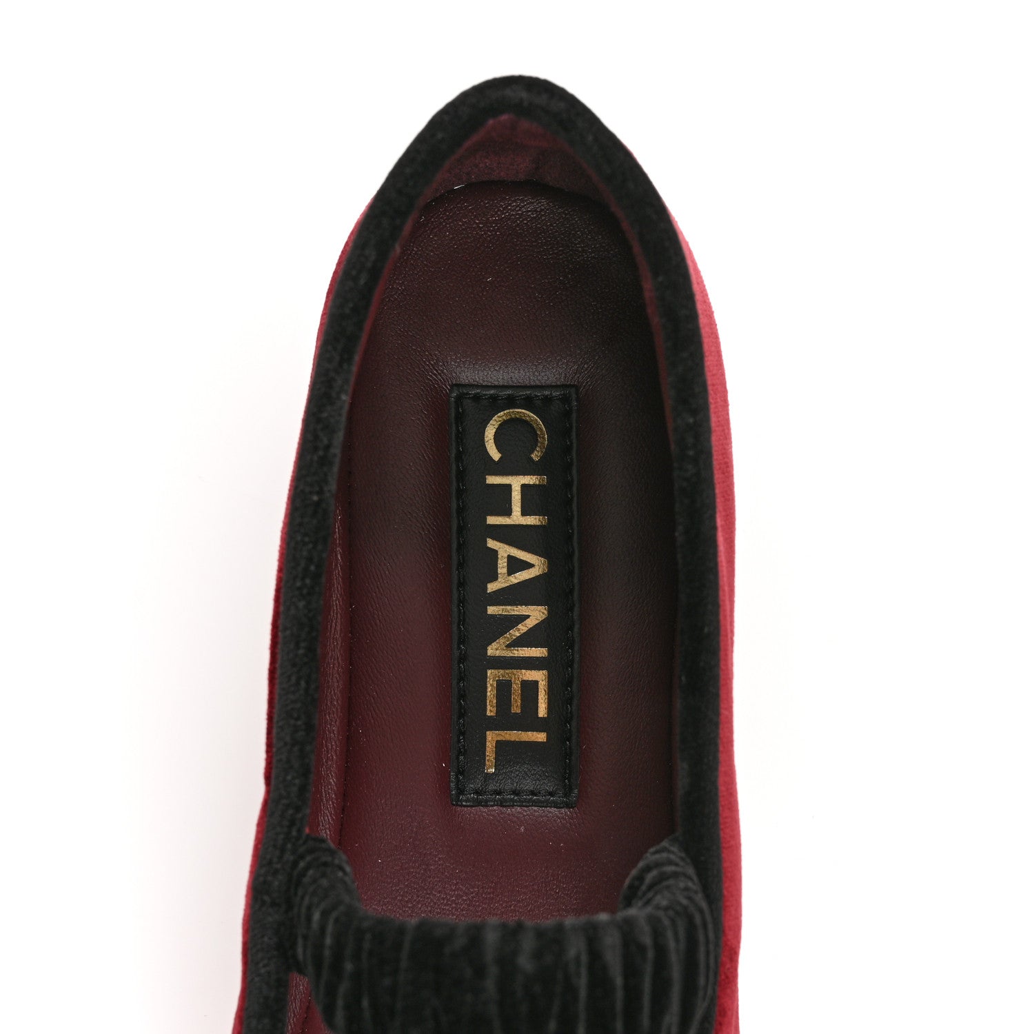 Chanel Velvet Mary Jane Flats 38 Burgundy Black 7 of 10