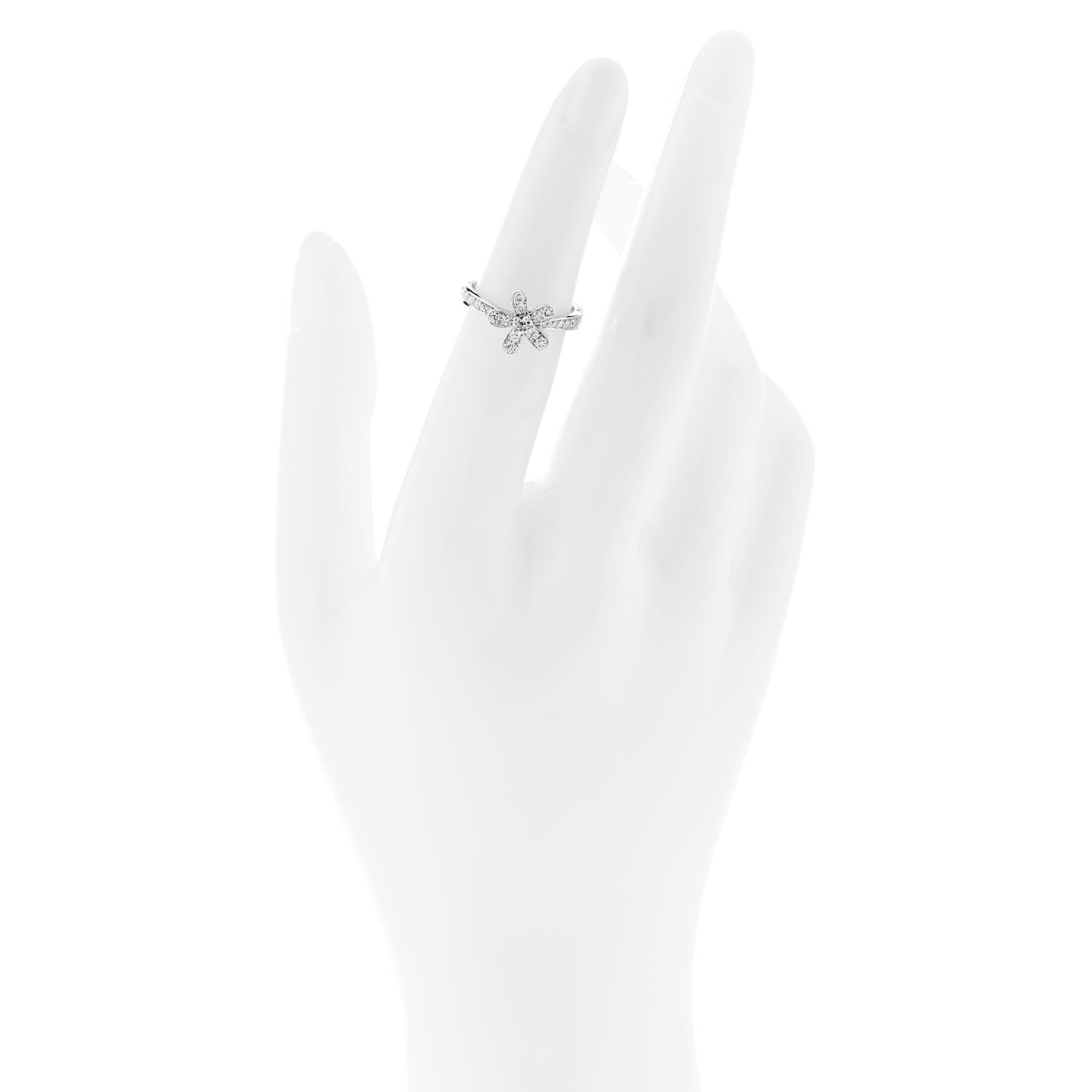 Van Cleef & Arpels 18K White Gold Diamond Small Frivole Ring 53 6.5 2 of 6