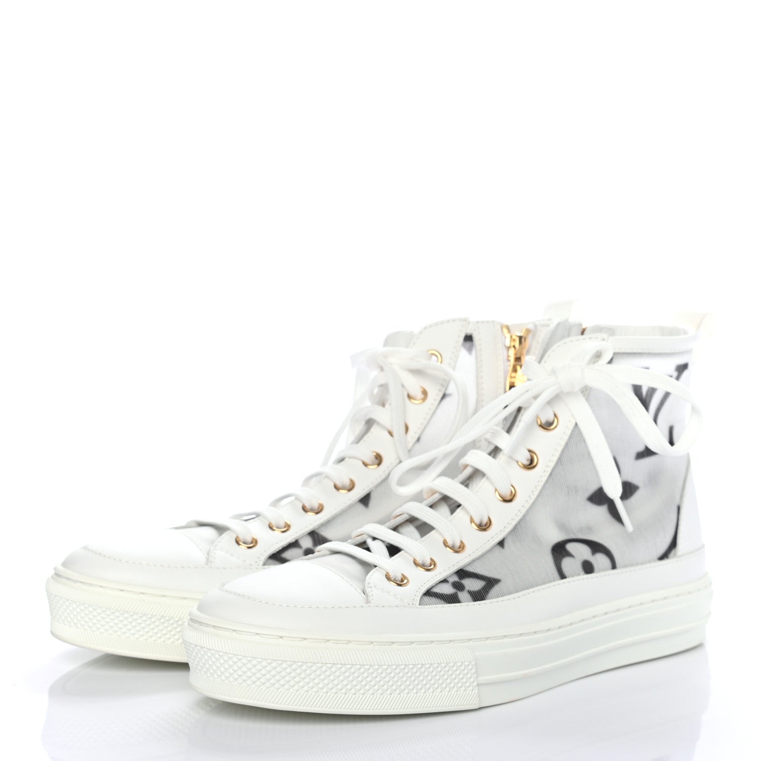 Louis Vuitton Technical Fabric Calfskin Monogram Giant Printed Stellar Sneaker Boots 38.5 3 of 8